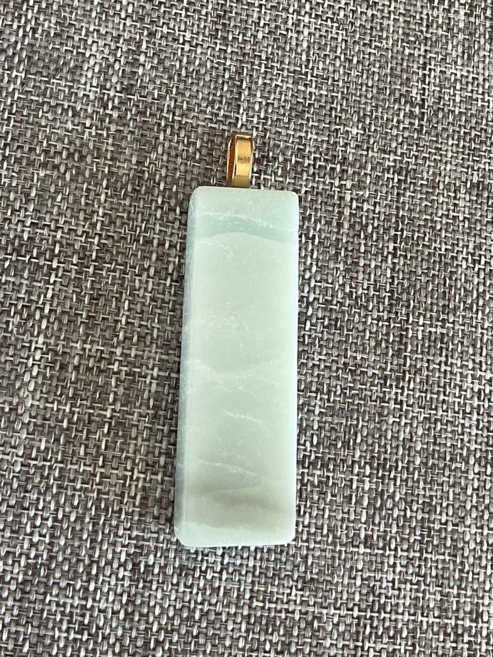 Serene Balance: Natural Green Jade Geometric Plaque Pendant